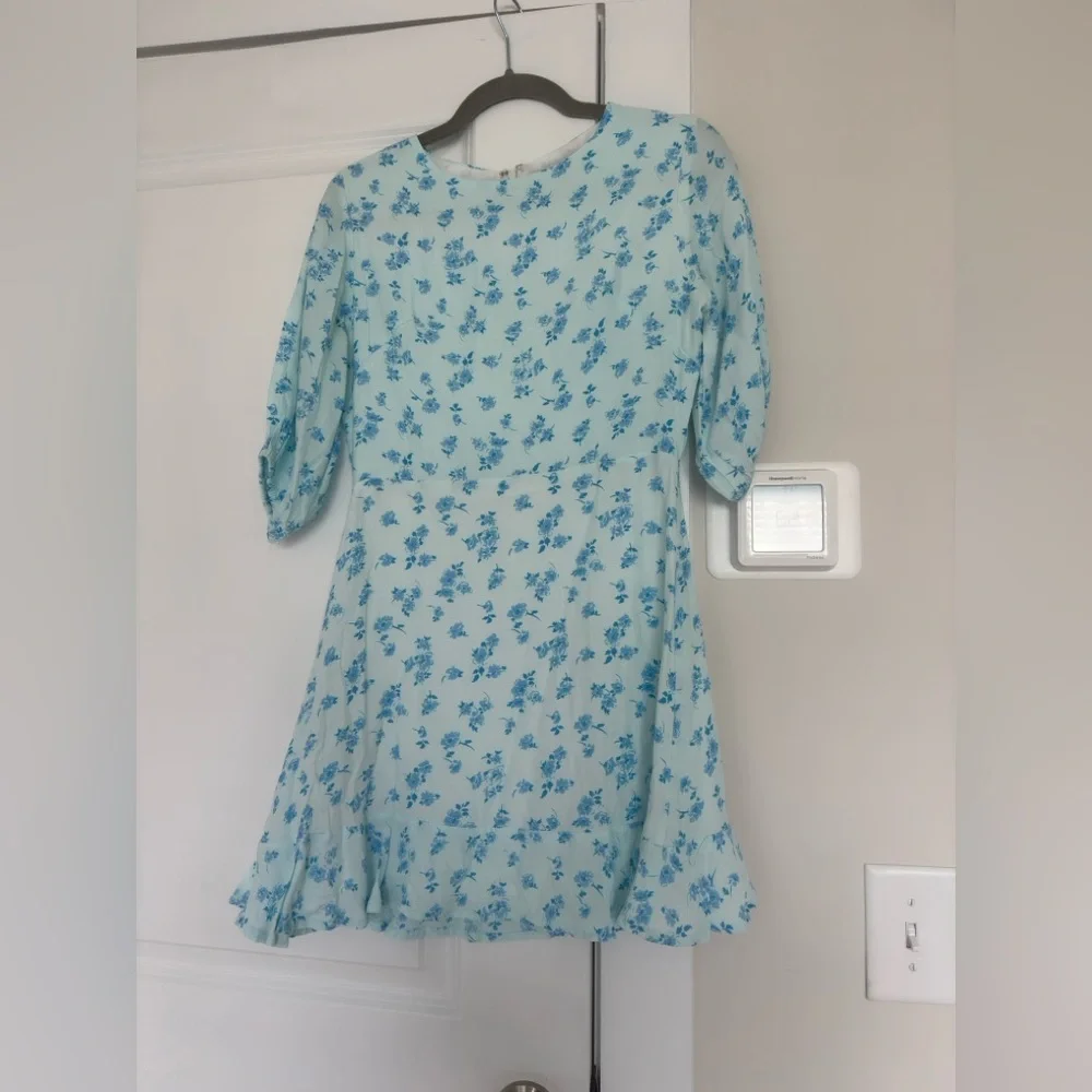 Faithfull the label  Sky Blue Floral Mini Dress - Picture 3 of 6